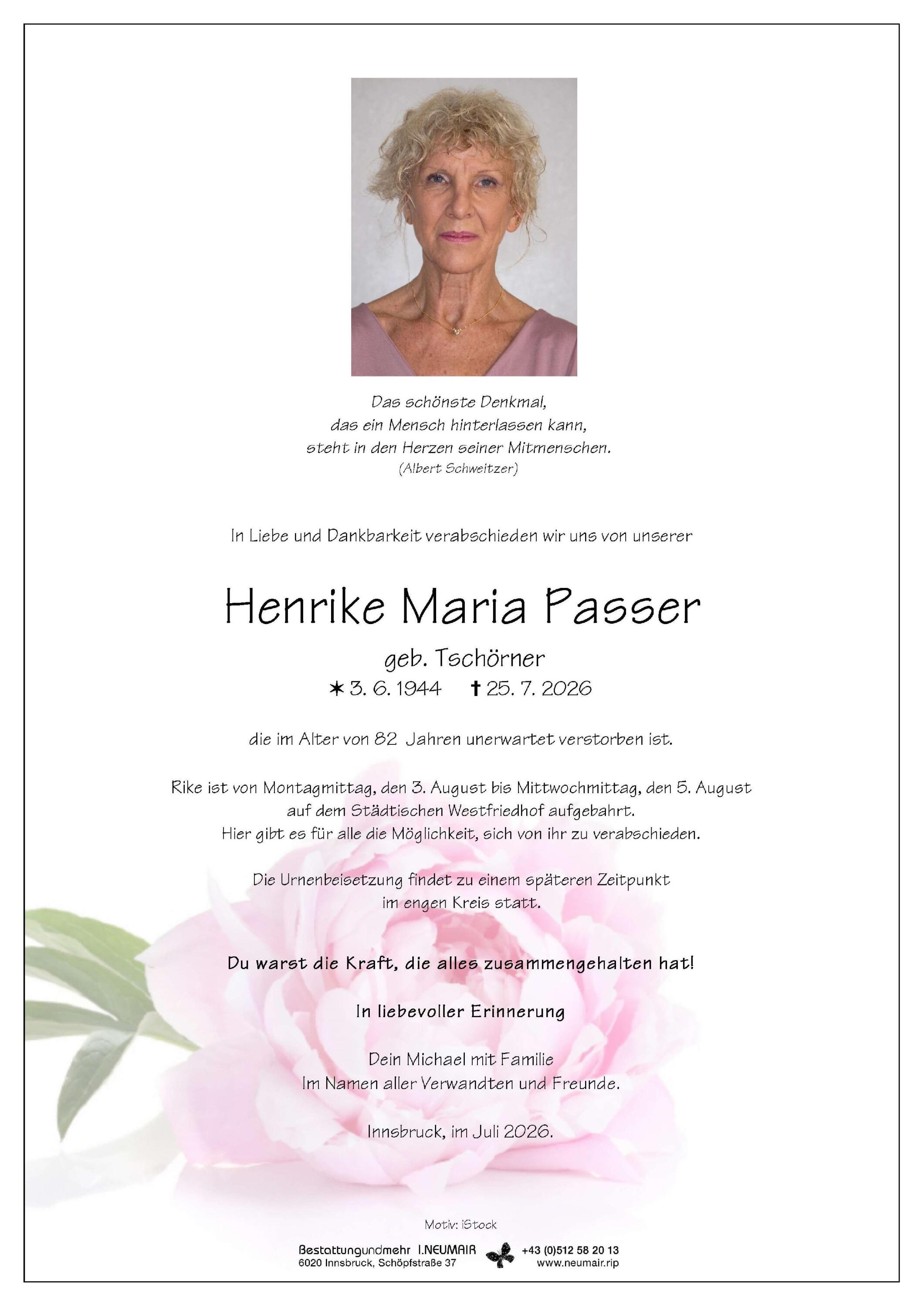Henrike Maria Passer, geb. Tschörner